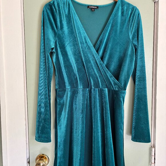 Teal Velvet Express Dress - Picture 1 of 4